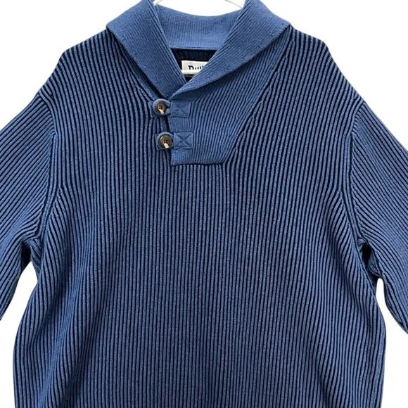 Duluth Trading Company Blue Brigadier Shawl Collar Heavy Sweater Men Large - Picture 3 of 11
